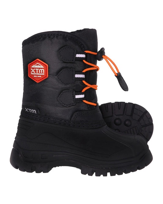 Rocket Kids' Winter Boa Lined Snow Boot Black-Orange