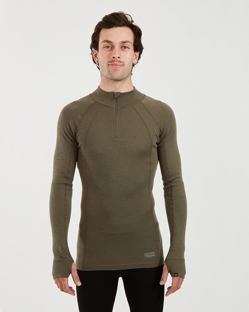 XTM Men's Merino 230 Wool Zip Neck Thermal Top - Kalamata